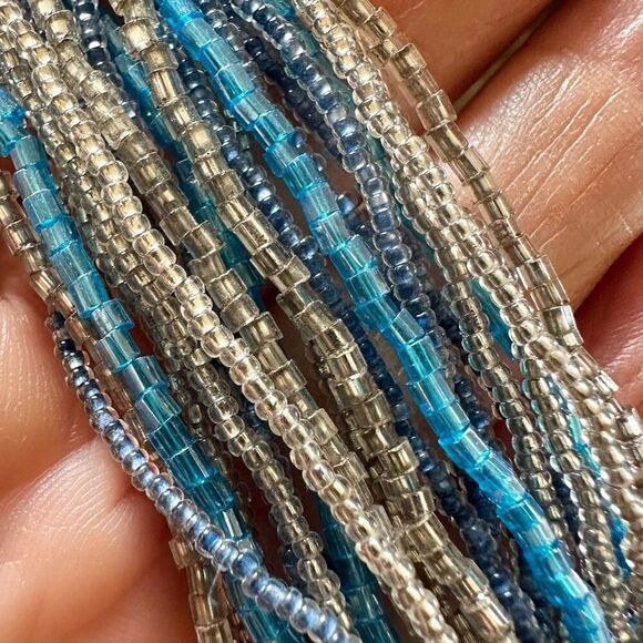 Neroleone blue and silver beaded multi strand necklace - Picture 9 of 11